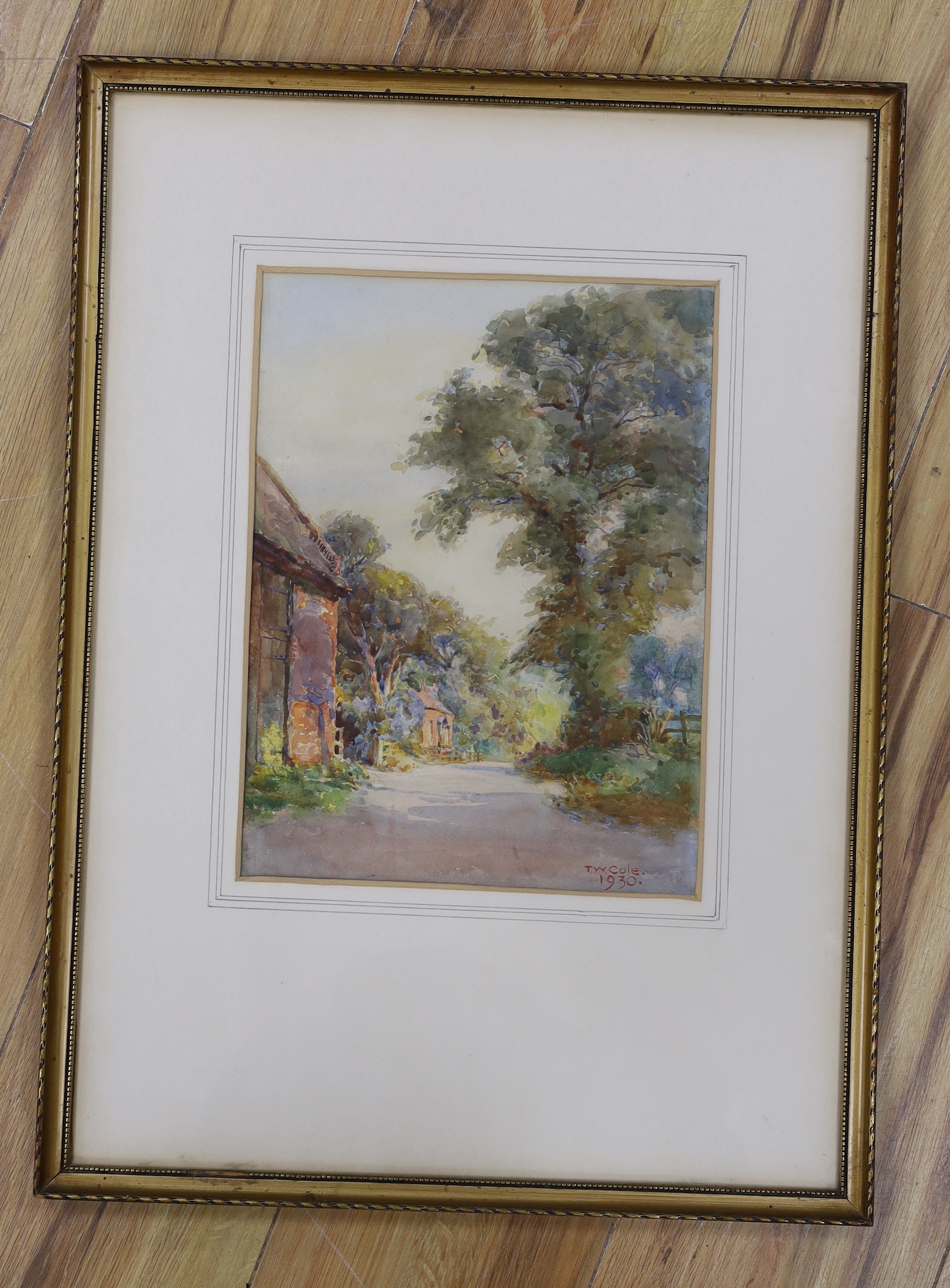 Thomas William Cole (1857-1953), two watercolours, Views of Pengwern, Weschman, Slough, signed and dated 1930/1936, largest 35 x 25cm